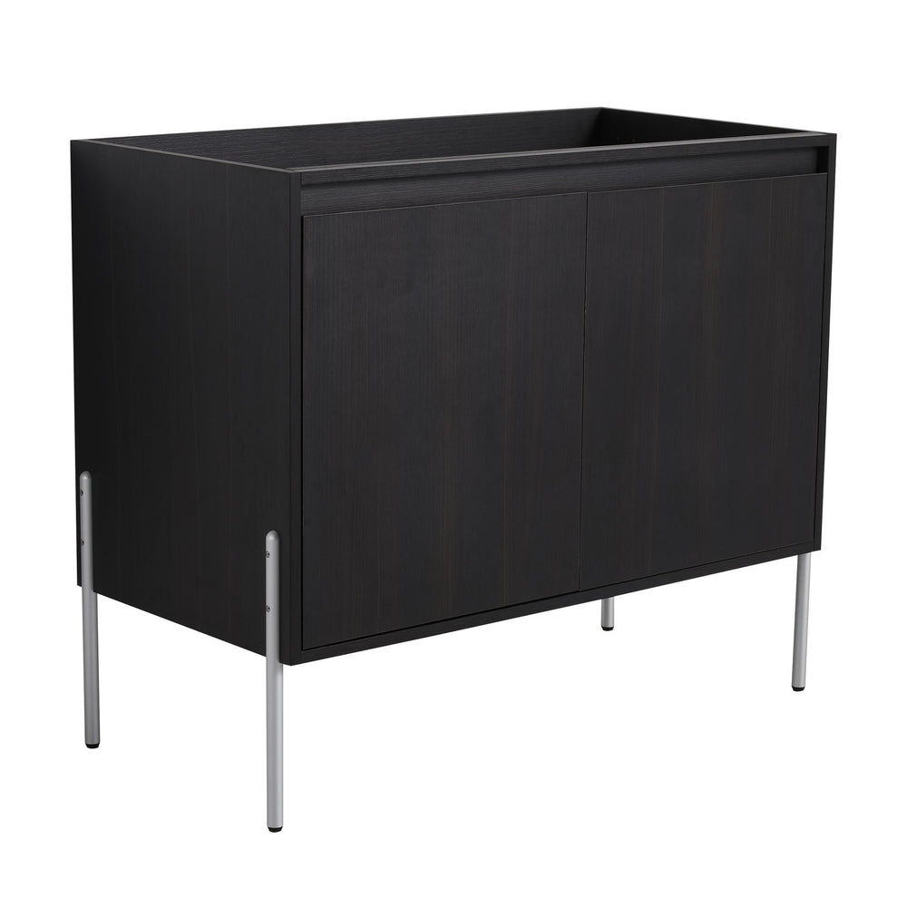 English Elm 36" Freestanding Bathroom Vanity Cabinet, Slim 37x21x6.3" Storage Console with Soft-Close Doors, KD Package Excluding Sink W1972P243177