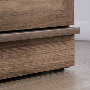 English Elm Wardrobe/Storage Brown Finish Engineered Wood Closet with Adjustable Shelves, Rod & Smooth Drawer (71.3") B356P402764