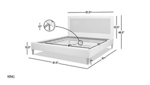 English Elm Jennifer Taylor Home - Haley Upholstered Cane-Back King Platform Bed - Timeless Coastal Charm With Durable Design & Comfort B2719P238202