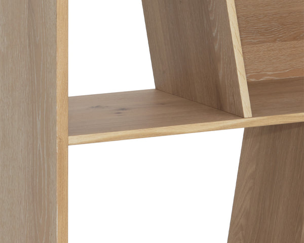 Sunpan Jude Bookcase – Bold Contemporary Design with Staggered Shelving for Stylish Storage Solutions Rustic Oak