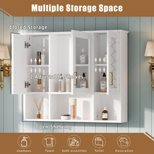 English Elm 35 Inch Wall Mount Medicine Cabinet Soft Close Mirror Storage for Modern Bathroom White N710P389453K