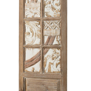 English Elm 15x73.2" Weathered Wooden Decorative Panel with Tile Accents & Floral Leaf Design for Home Decor W2078P313324