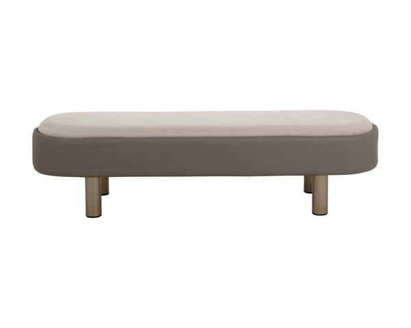 Sunpan ODELLA Bench - Modern Compact Seating in Velvety Meg Taupe & Textured Porcini Taupe Finish 112300
