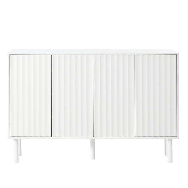 English Elm ON-TREND Farmhouse Storage Cabinet with Gourd Legs, Adjustable Shelves, Anti-Tip Tall Pantry Unit White N721P205785K