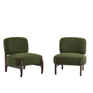 English Elm Christopher Knight Home® - [Set of 2] Boucle Lounge Chair with Rolled Backrest, Solid Wood Frame, Plush Durable Upholstery for Modern Spaces Green N767P256376G_2