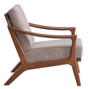 English Elm Light Brown Plush Accent Chair with Removable Cushion, Full Foam Comfort & Durable Rubberwood Frame B062S00568