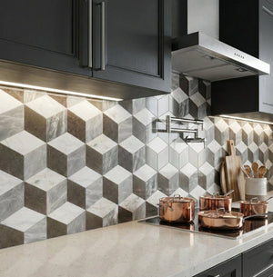 English Elm Hexagon Carrara Gray Polished Marble Floor Wall Tile Spa Inspired Natural Stone W1696P262340