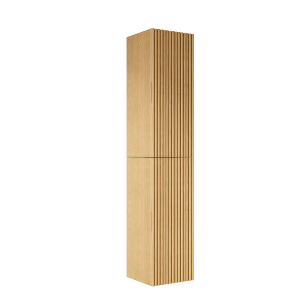 English Elm Boi Tall Narrow Wall Mounted Oak Veneer Cabinet with Soft Close Doors for Bathrooms W2615S00536