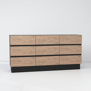 English Elm Modern Nine Drawer Wooden Dresser Wide Storage Chest for Bedroom or Entryway B2770P494900