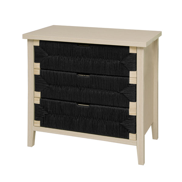 English Elm 3 Drawer Buffet Sideboard with Hand-Woven Rope Fronts, Waterproof Top, Adjustable Shelves, Anti-Tip Pads W688P237931