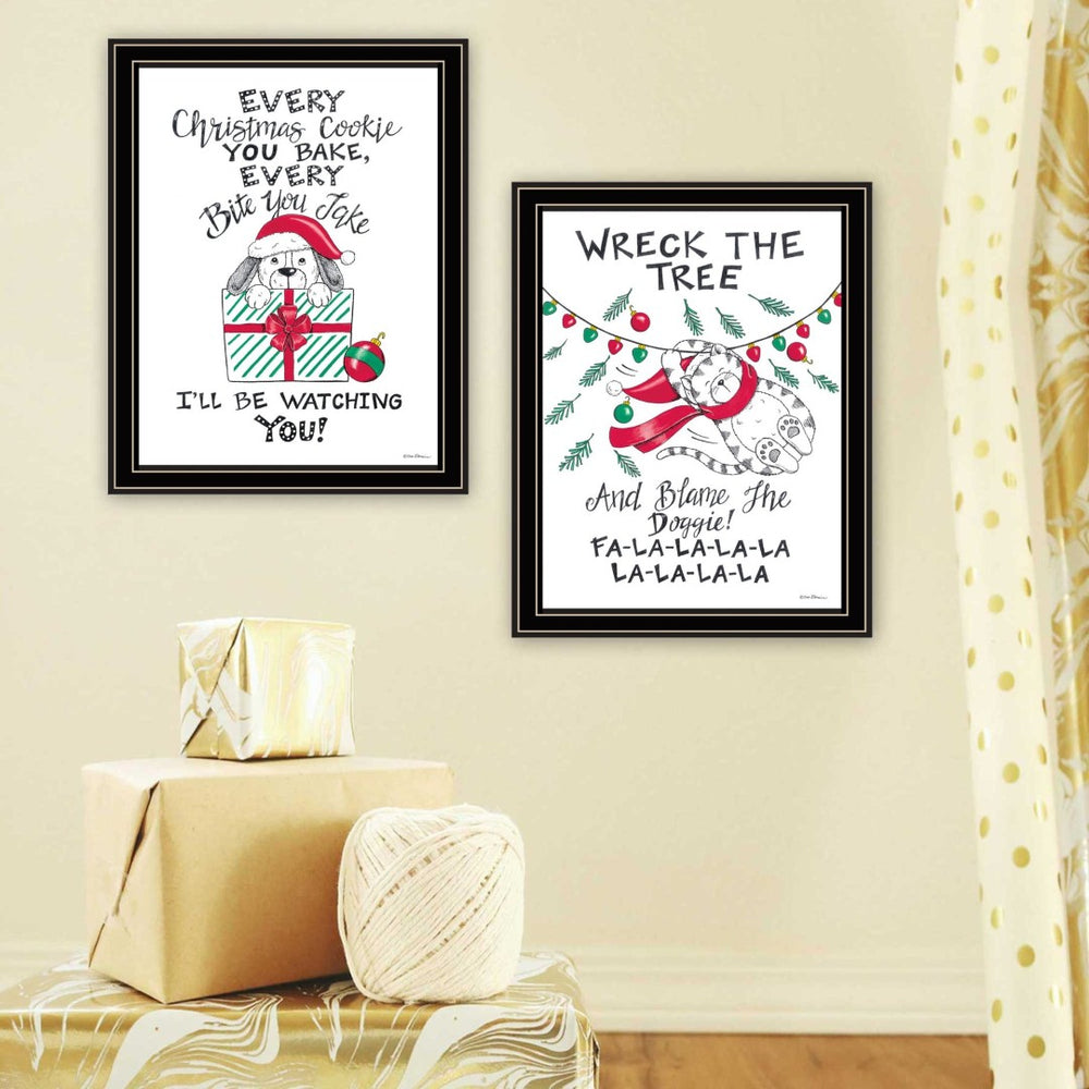 English Elm Trendy Decor 4u Holiday Pet Art Set Two Black Framed Prints for Festive Home Walls B067P255233