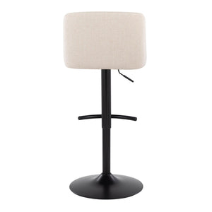 English Elm Toriano Adjustable Barstools Set Of 2 - Cream Upholstered Swivel Seats With Modern Black Metal Base B202S01039-GIGA