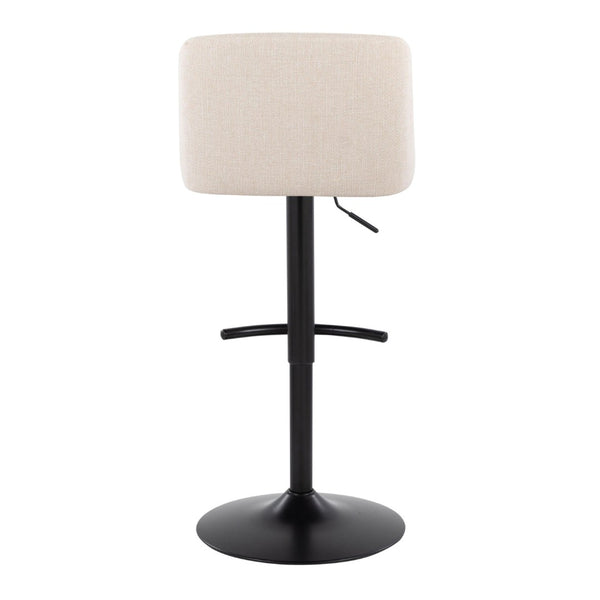 English Elm Toriano Adjustable Barstools Set Of 2 - Cream Upholstered Swivel Seats With Modern Black Metal Base B202S01039-GIGA