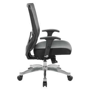 OSP Home Furnishings Vertical Mesh Back Ergonomic Manager Chair with Lumbar Support and Bonded Leather Seat 889-E3T17C63C