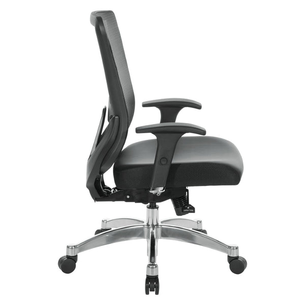OSP Home Furnishings Vertical Mesh Back Ergonomic Manager Chair with Lumbar Support and Bonded Leather Seat 889-E3T17C63C