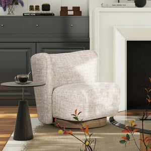 English Elm Jennifer Taylor Home - Miranda 30" Armless Swivel Accent Chair - Natural Gray Chenille, Curved Ergonomic Design & Ash Base B2719P277871
