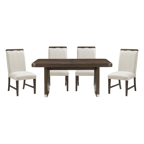 English Elm Modern 5-Piece Dining Set With Extendable Table & 4 Beige Upholstered Chairs - Stylish & Durable B011S01901