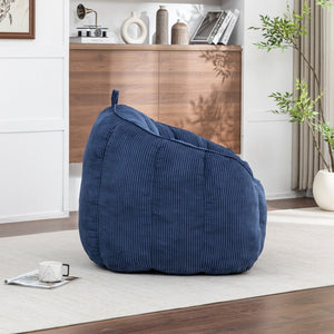 English Elm Giant Corduroy Bean Bag with Armrests Shredded Foam Lounge Chair for Living Room Dark Blue W2200P442629
