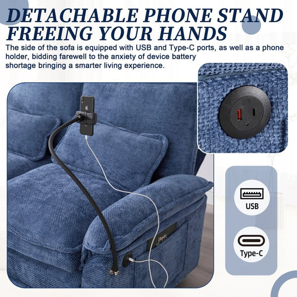 English Elm United U-Shape Sectional Sofa 106" - Modern Chenille Couch With Usb Ports, Storage Ottoman & Pillows W1568S00233-GIGA