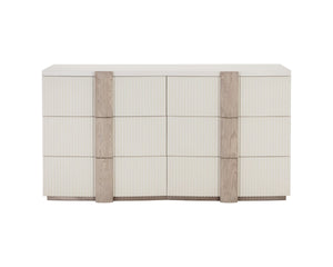 Sunpan VENETTA Dresser - Modern Wood Design with Cream Finish, Spacious Storage & Unique Grain Patterns 110665