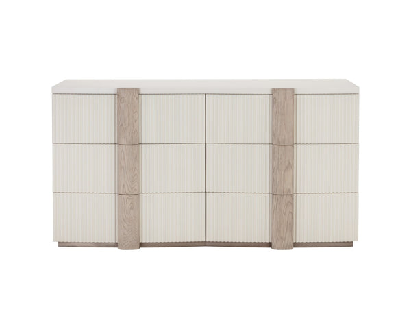 Sunpan VENETTA Dresser - Modern Wood Design with Cream Finish, Spacious Storage & Unique Grain Patterns 110665