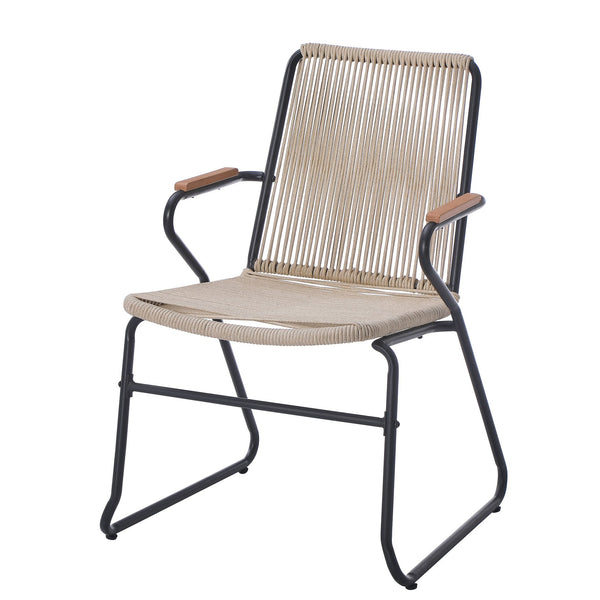 English Elm Christopher Knight Home® - MOONSTONE Light Brown Woven Rope Club Chairs Set of 2 – Powder-Coated Iron Frame, Modern Outdoor Seating N775P251643B