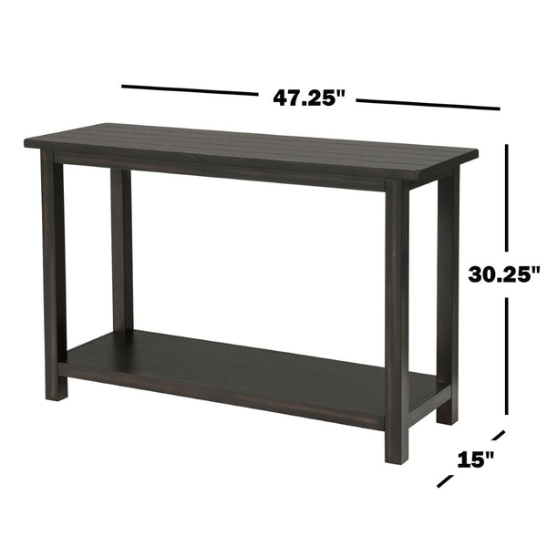English Elm Wood Pine Console Table Weathered Farmhouse Finish with Open Shelf for Entryway Distressed Black B016P472898