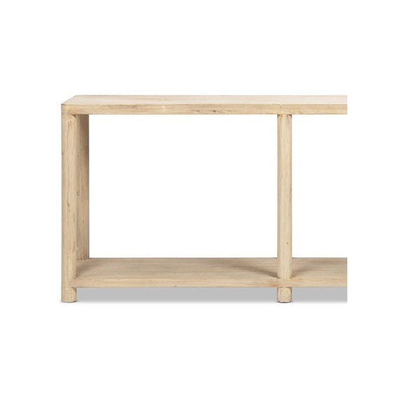 English Elm Milo Reclaimed Pine Entryway Console Table with Open Shelf and Cerused Finish B2719P485496