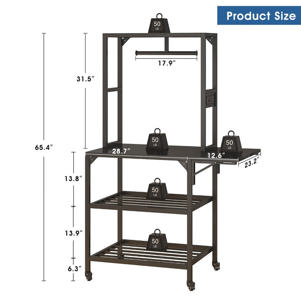 English Elm 3d Printer Workstation with Spool Rack Steel Frame Caster Wheels and Laptop Panel W3190P294353