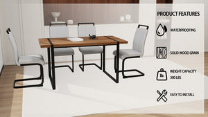 English Elm 59" Rustic Industrial 5-Piece Dining Set With Mdf Table & Pu Armless Chairs For Modern Homes W2189S00188