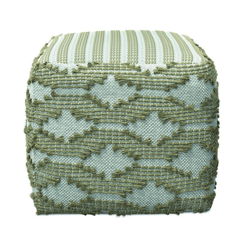 English Elm Rowan Kilim Woven Jute Cotton Pouf Handcrafted Bohemian Footrest for Living Spaces B136P427593