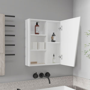 English Elm Quintana Mirror Medicine Cabinet Wall-Mounted with 1 Door & 4 Open Shelves, Kronos White, Space-Saving B200P335368