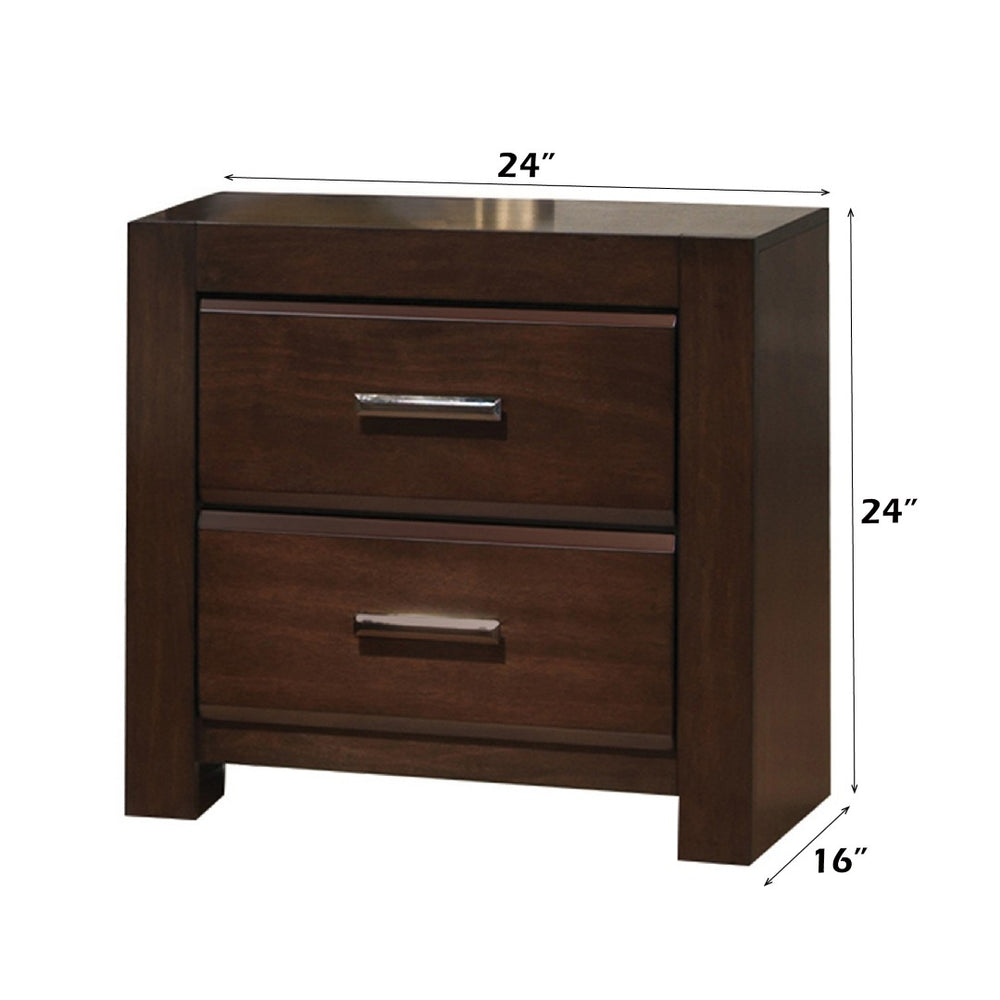 English Elm Oberreit Two-drawer Walnut Nightstand with Dovetail Build and Felt-lined Storage B2726P411558