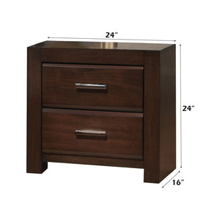 English Elm Oberreit Two-drawer Walnut Nightstand with Dovetail Build and Felt-lined Storage B2726P411558