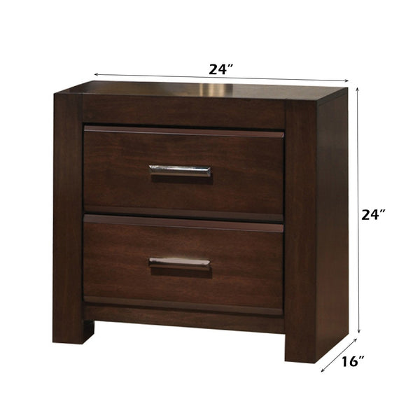 English Elm Oberreit Two-drawer Walnut Nightstand with Dovetail Build and Felt-lined Storage B2726P411558