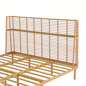 English Elm Christopher Knight Home® - California King Handcrafted PE Wicker Bed with Wingback Headboard, Metal Frame Support, Breathable Design N758P294474N