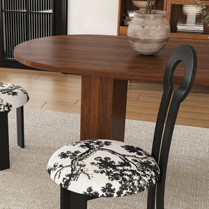 English Elm 62.9" Oval Walnut Veneer Dining Table Seats Six Modern Farmhouse Waterproof Surface W2700S00146