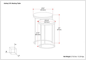English Elm Ashley Gold Marble 2-Piece Nesting Tables Set — Handcrafted Iron Base, Dual Grey & Natural Tops, End/Side B136P203465
