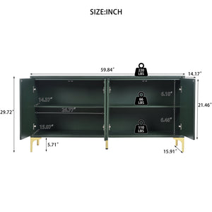 English Elm Modern 60" Olive Green Sideboard with 4 Soft-Close Doors, Adjustable Shelves, 220lb Top Load Capacity W2696P279974