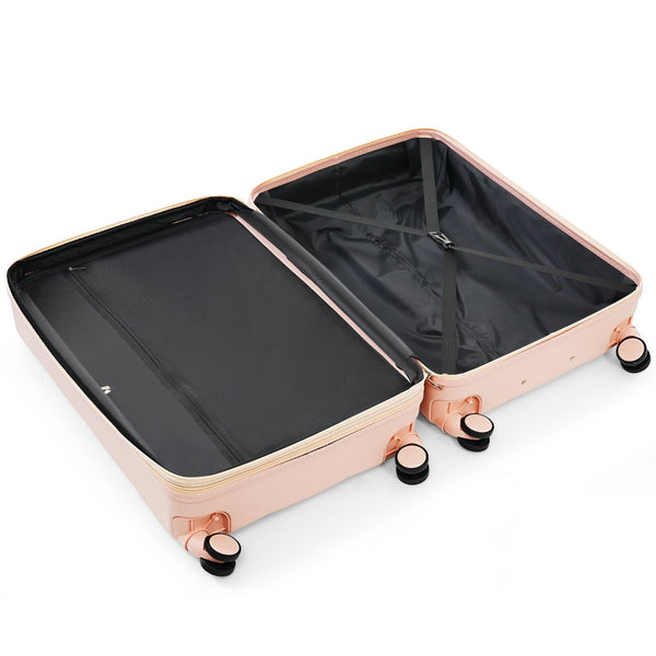 English Elm Luggage Set 4 Piece Abs Hard Shell Spinner Suitcases with Usb Port and Cup Holder Pink N726P185038P