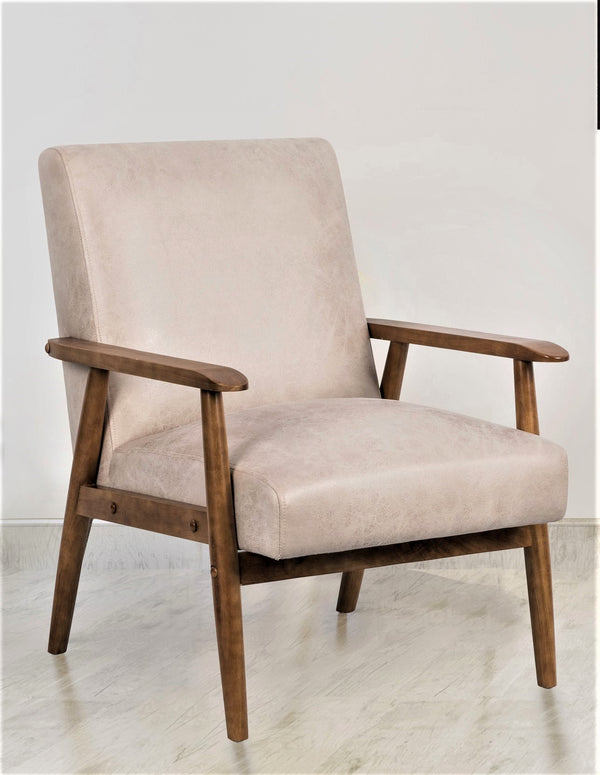 English Elm 25.38'' 25.38" Wide Classic Mid-Century Modern Arm Chair with Solid Wood Arms, Plush Foam & Microfiber Finish Light Camel B2735P271019