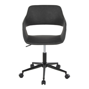 English Elm Margarite Contemporary Task Chair: Stylish Grey Faux Leather & Black Metal For Home Office Comfort B202P223918