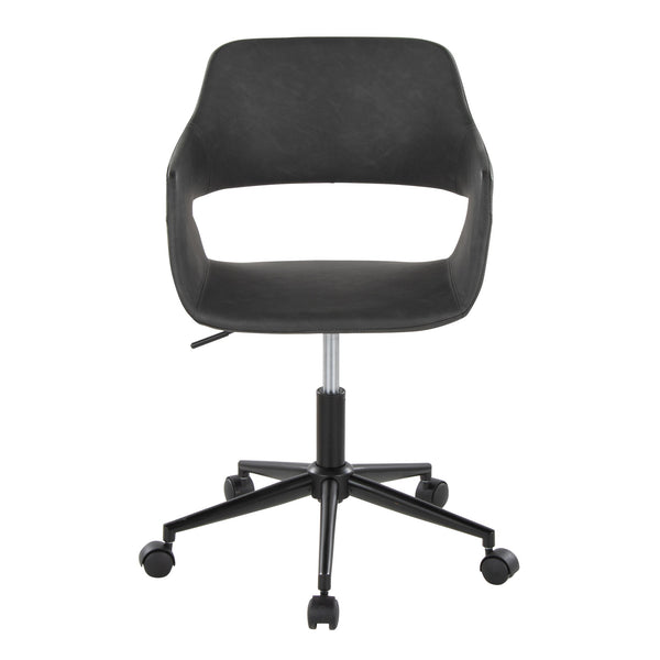 English Elm Margarite Contemporary Task Chair: Stylish Grey Faux Leather & Black Metal For Home Office Comfort B202P223918