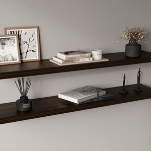 English Elm Ecco 47" Dark Oak Floating Shelves Set of 2 with Hidden Brackets, Sturdy Modern Wall Display B200P363782