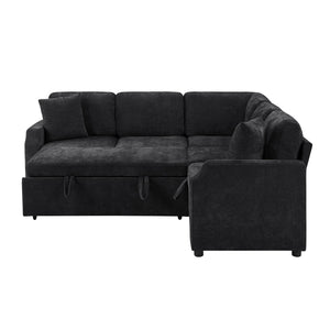 English Elm Sectional L-Shaped Sofa Bed With Storage & Guest Sleeper - Modern Chenille Upholstered Comfort N719S002070B-GIGA