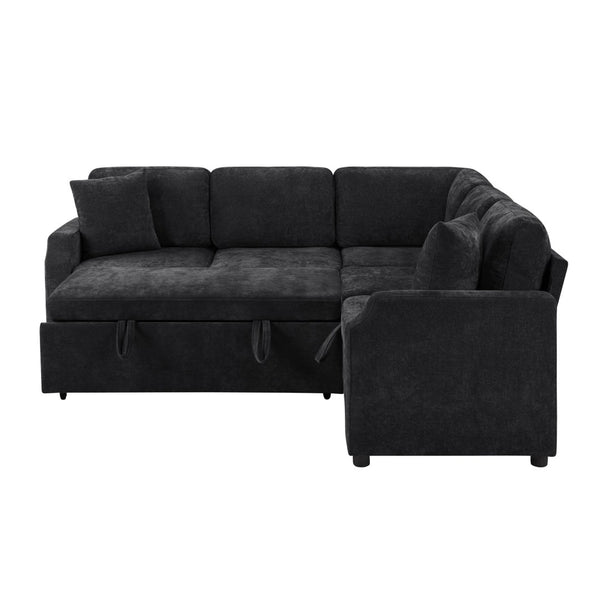 English Elm Sectional L-Shaped Sofa Bed With Storage & Guest Sleeper - Modern Chenille Upholstered Comfort N719S002070B-GIGA