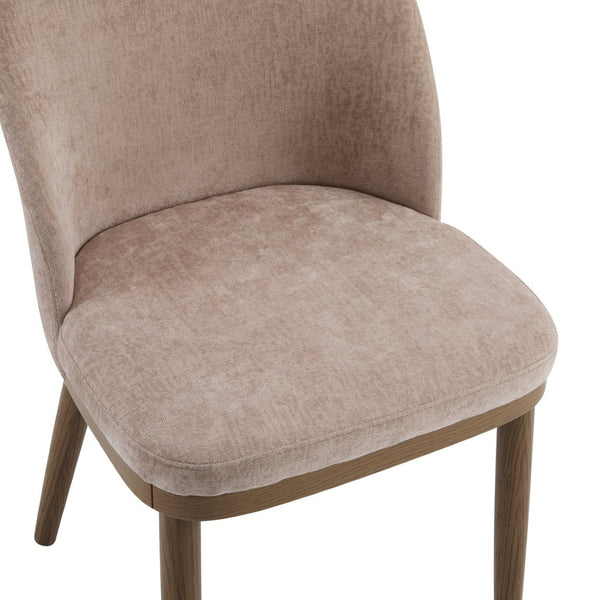 English Elm Dining Chair Set of 2 Mid-century Walnut Wood Frame Upholstered Seat and Back Apricot Cream N771P237036V