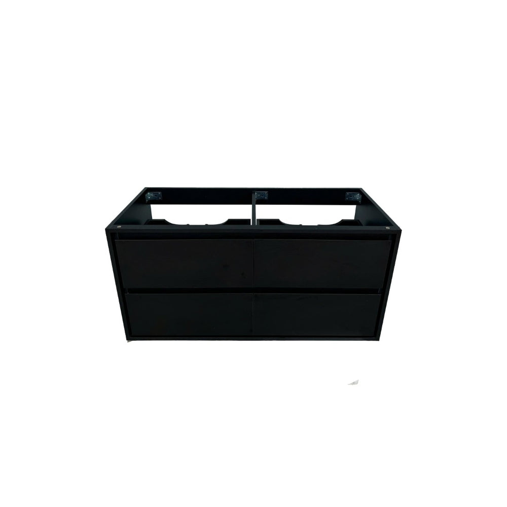 English Elm 48.03"w Floating Matte Black Vanity with Ceramic Sink and White Stone Countertop T3785S00018