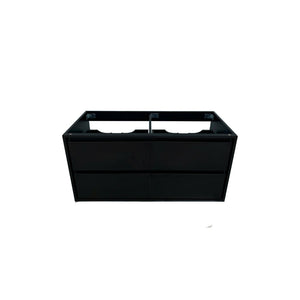 English Elm 48.03"w Floating Matte Black Vanity with Ceramic Sink and White Stone Countertop T3785S00018