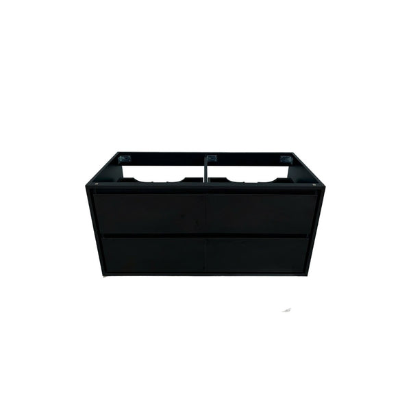 English Elm 48.03"w Floating Matte Black Vanity with Ceramic Sink and White Stone Countertop T3785S00018